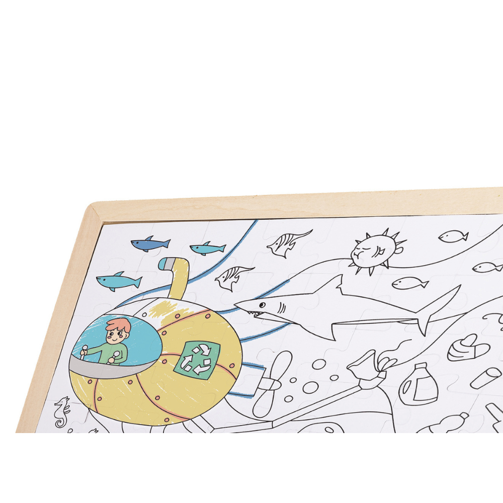 Underwater puzzle scene with octopus submarine and fish for kids learning toy