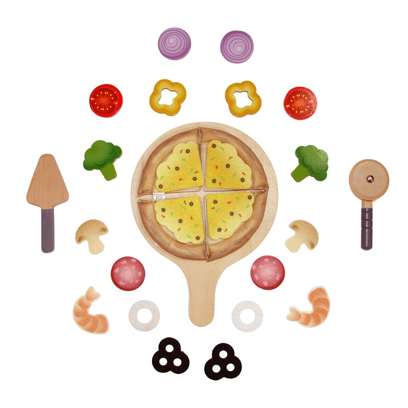 Kids pizza toy slices with colorful toppings learning toy