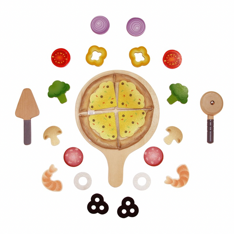 Kids pizza toy slices with colorful toppings learning toy